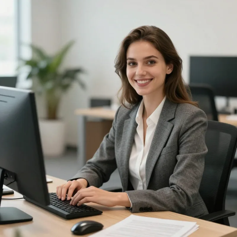 Менеджер сервисной компании за компьютером